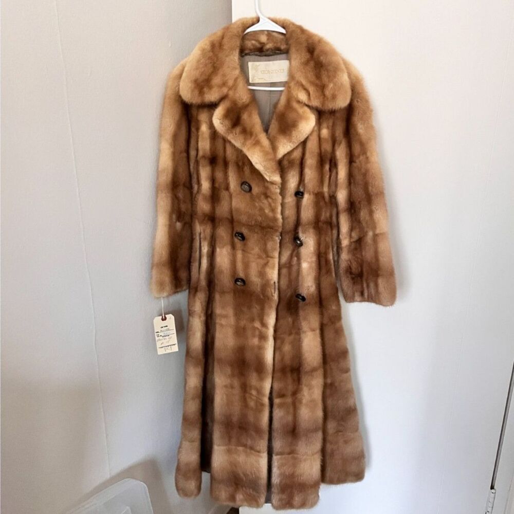 Szor Diener Vintage Pastel Mink Fur Coat Small Double Breasted Luxury Fur Coat